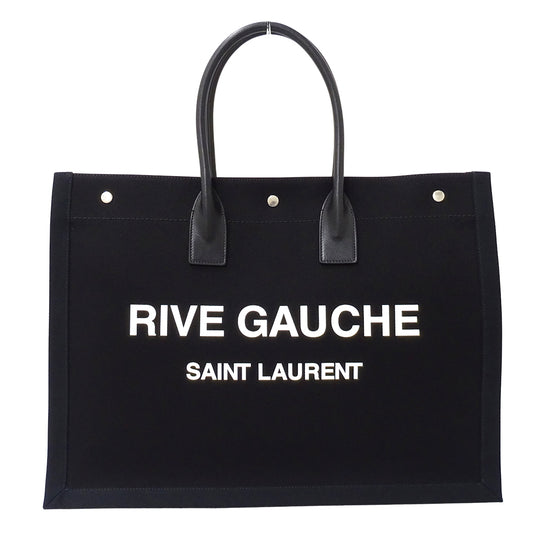 SAINT LAURENT サンローラン リヴゴーシュ ラージ トートバッグ ブラック キャンバス レディース 【中古】