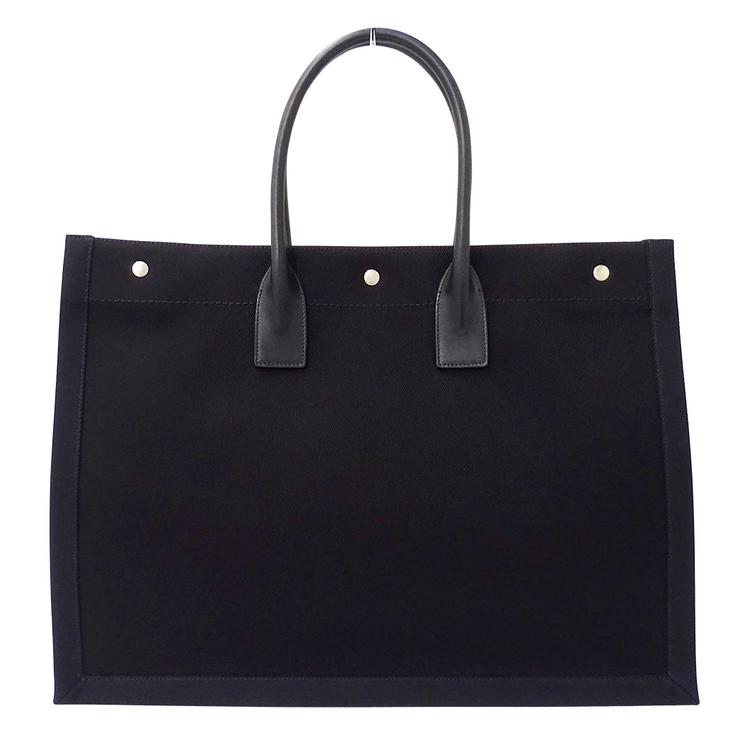 SAINT LAURENT サンローラン リヴゴーシュ ラージ トートバッグ ブラック キャンバス レディース 【中古】