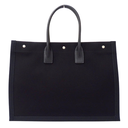 SAINT LAURENT サンローラン リヴゴーシュ ラージ トートバッグ ブラック キャンバス レディース 【中古】