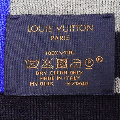 LOUIS VUITTON ルイ・ヴィトン エシャルプ・LVホライゾン マフラー・ストール グレー ブルー M71240 ウール メンズ 【中古】