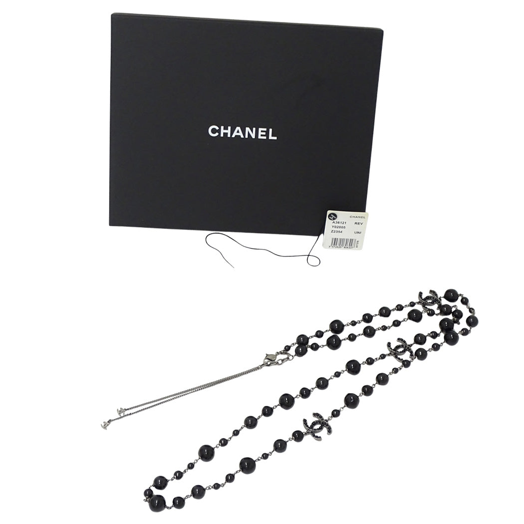 CHANEL シャネル ネックレス ココマーク メタル ブラック シルバー A12A レディース A36121 【中古】