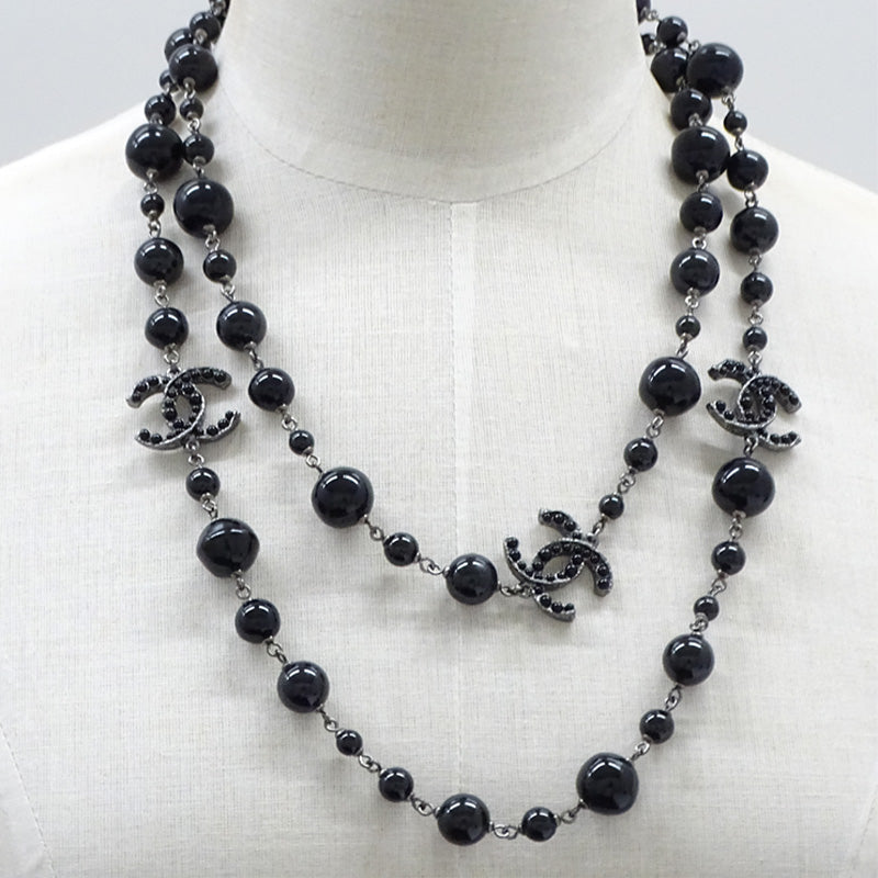 CHANEL シャネル ネックレス ココマーク メタル ブラック シルバー A12A レディース A36121 【中古】