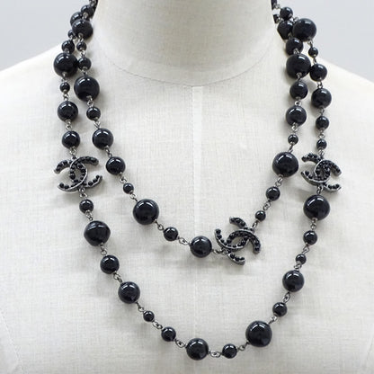 CHANEL シャネル ネックレス ココマーク メタル ブラック シルバー A12A レディース A36121 【中古】