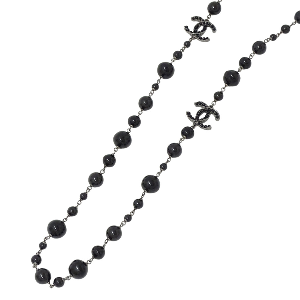 CHANEL シャネル ネックレス ココマーク メタル ブラック シルバー A12A レディース A36121 【中古】