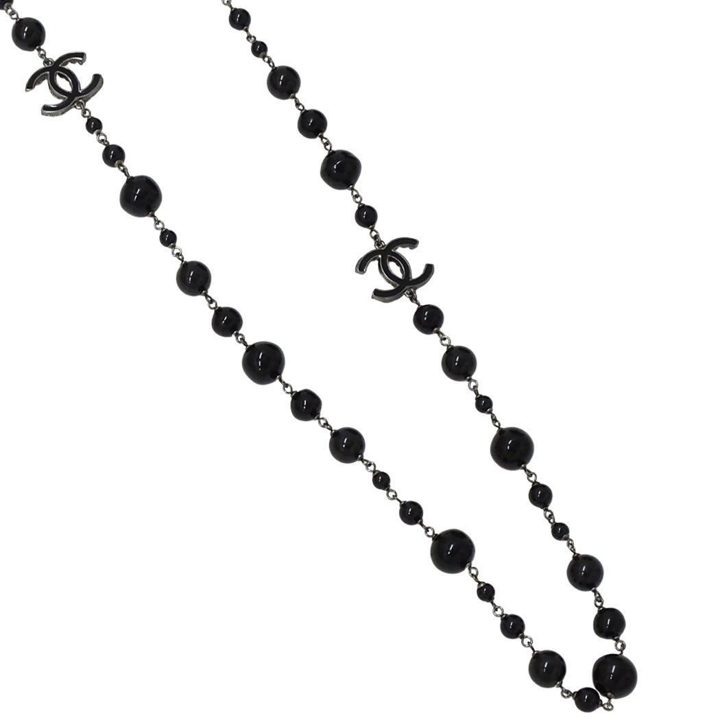 CHANEL シャネル ネックレス ココマーク メタル ブラック シルバー A12A レディース A36121 【中古】