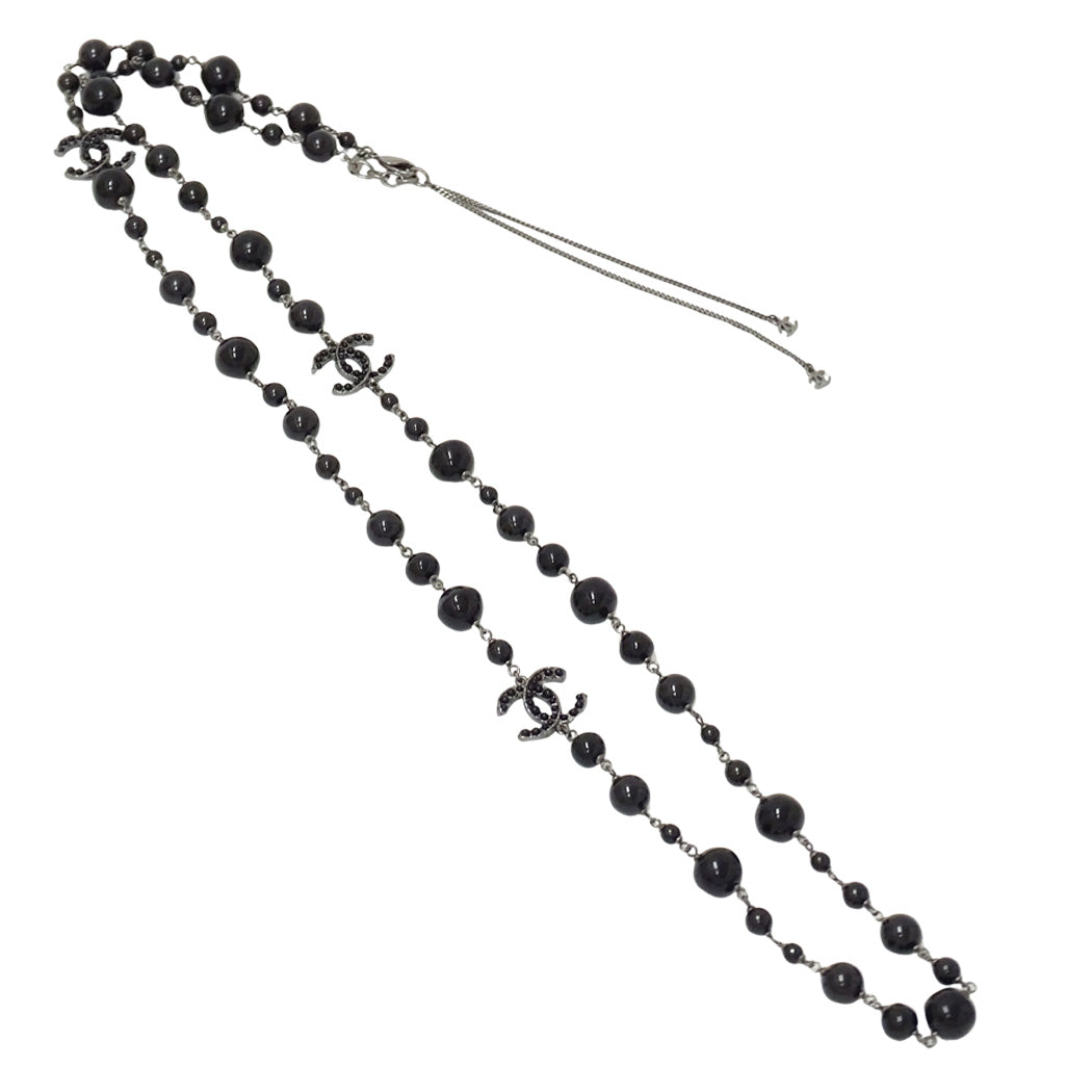 CHANEL シャネル ネックレス ココマーク メタル ブラック シルバー A12A レディース A36121 【中古】