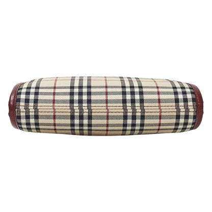 BURBERRY バーバリー ショルダーバッグ ベージュ ボルドー キャンバス レディース 【中古】