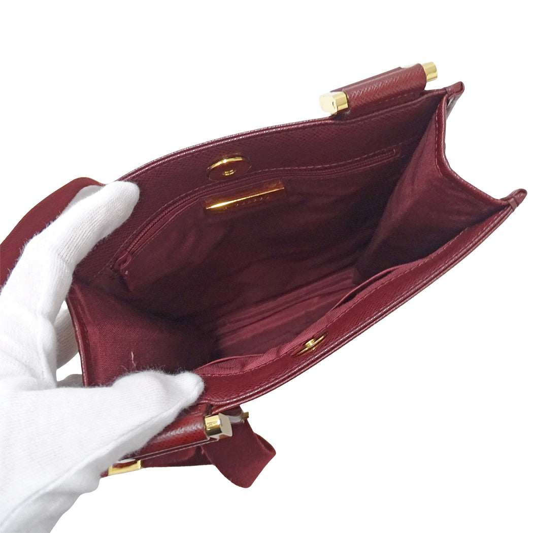 BURBERRY バーバリー ショルダーバッグ ベージュ ボルドー キャンバス レディース 【中古】