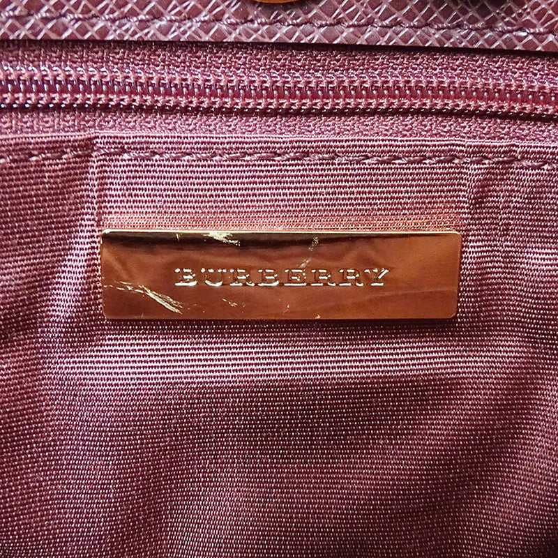 BURBERRY バーバリー ショルダーバッグ ベージュ ボルドー キャンバス レディース 【中古】