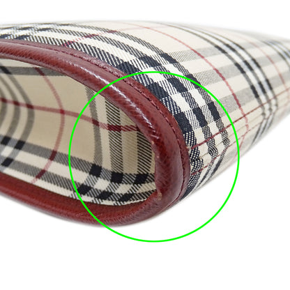 BURBERRY バーバリー ショルダーバッグ ベージュ ボルドー キャンバス レディース 【中古】