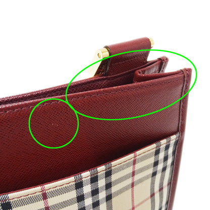 BURBERRY バーバリー ショルダーバッグ ベージュ ボルドー キャンバス レディース 【中古】