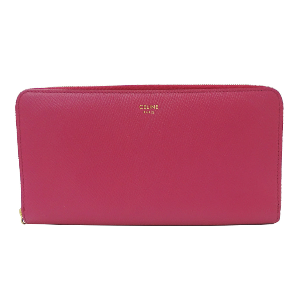 CELINE セリーヌ 長財布 ピンク レザー レディース 【中古】