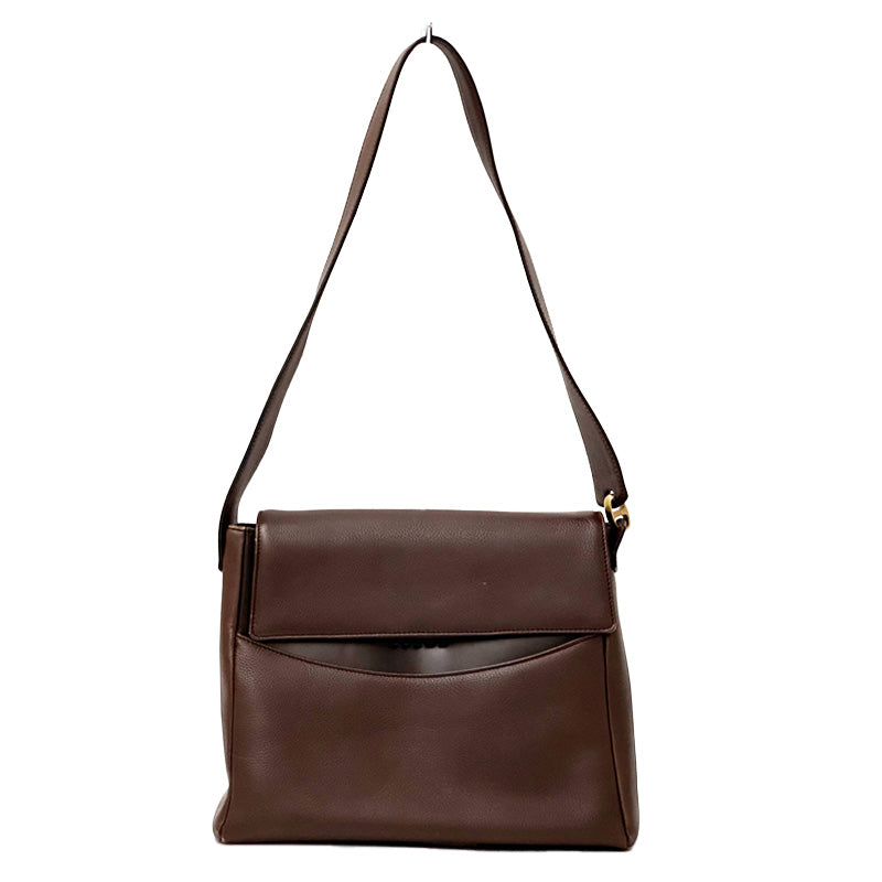 LOEWE ロエベ ショルダーバッグ ダークブラウン ブラウン レザー レディース 【中古】