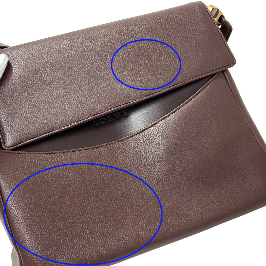 LOEWE ロエベ ショルダーバッグ ダークブラウン ブラウン レザー レディース 【中古】