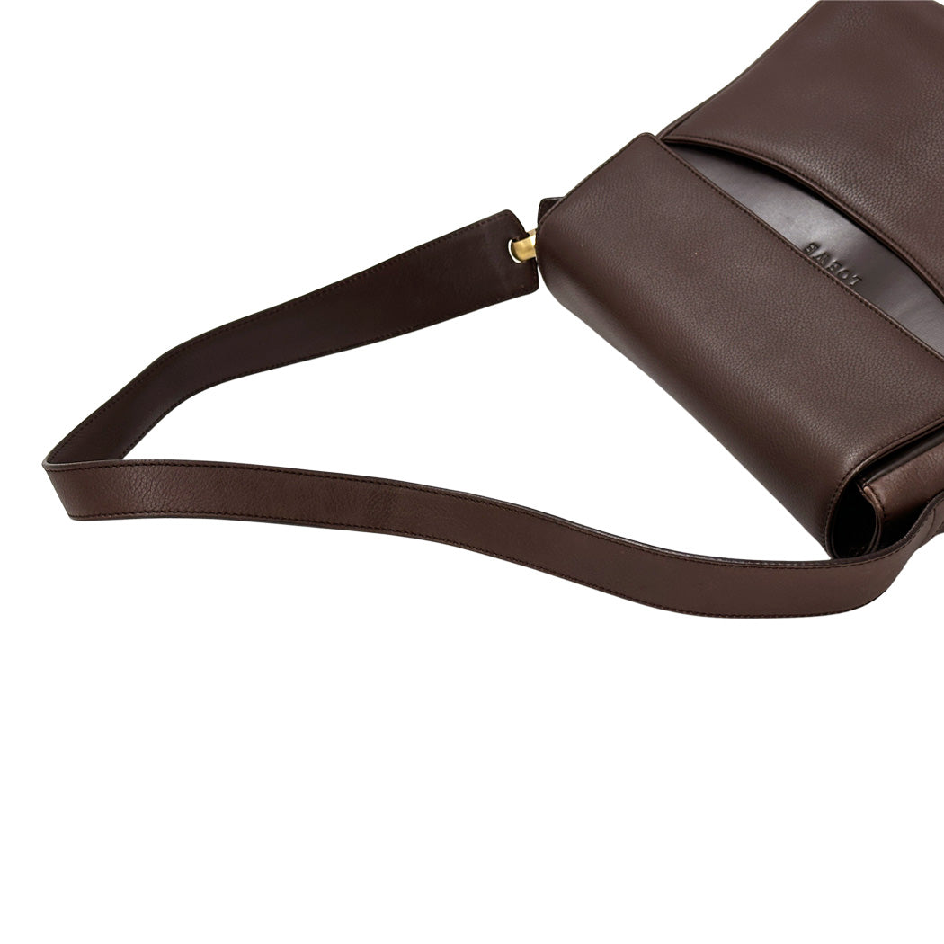 LOEWE ロエベ ショルダーバッグ ダークブラウン ブラウン レザー レディース 【中古】