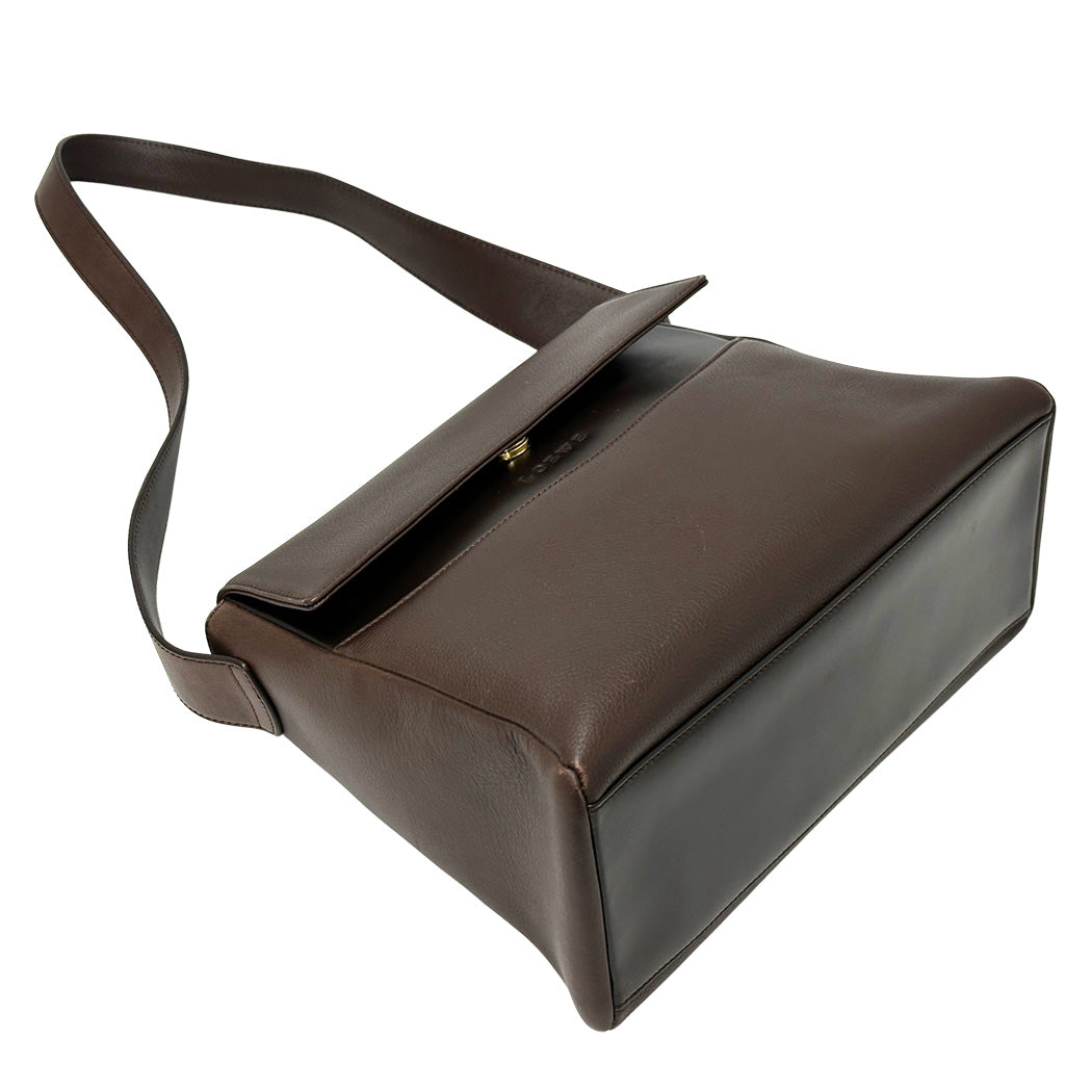 LOEWE ロエベ ショルダーバッグ ダークブラウン ブラウン レザー レディース 【中古】