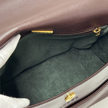 LOEWE ロエベ ショルダーバッグ ダークブラウン ブラウン レザー レディース 【中古】
