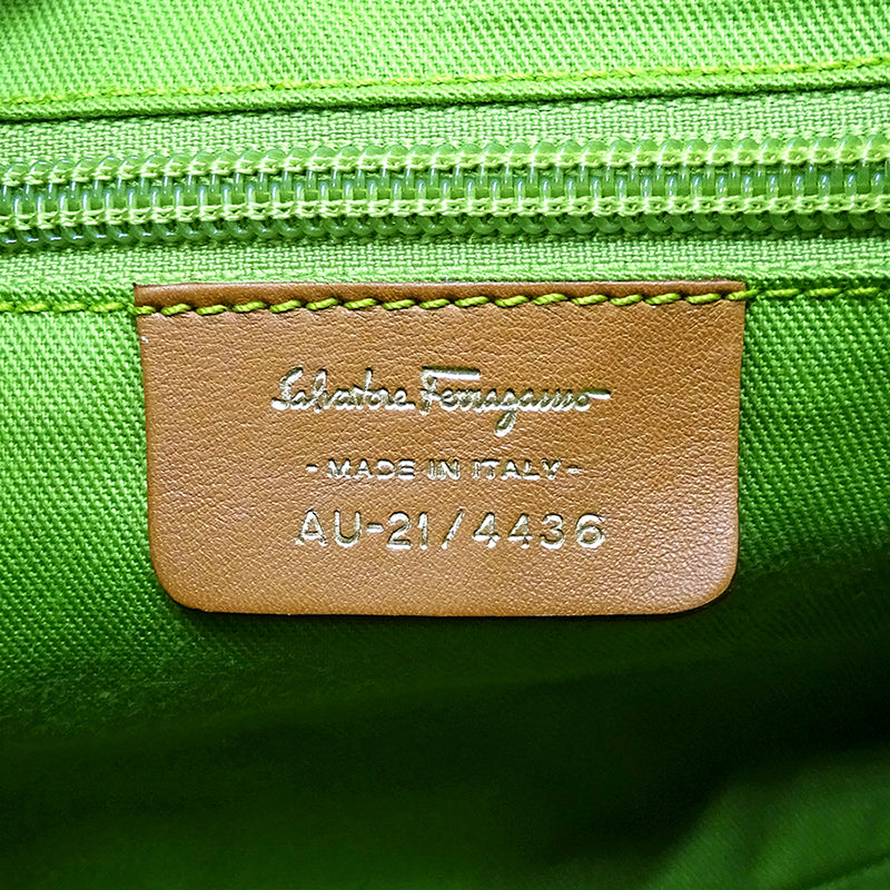 Ferragamo フェラガモ ショルダーバッグ ガンチーニ ホワイト ブラウン AU-21 4436 レザー レディース 【中古】