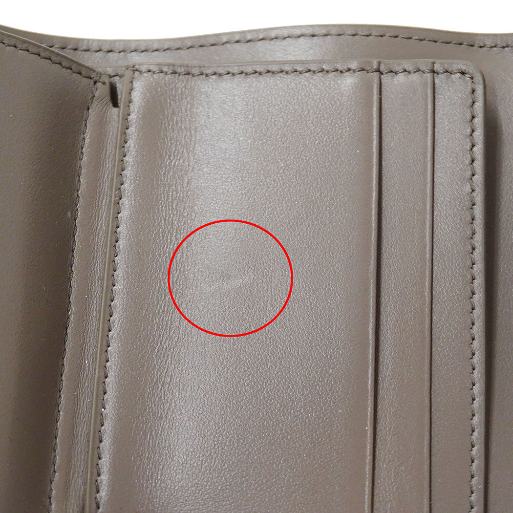 CELINE セリーヌ 三つ折り財布 トリオンフ グレージュ レザー レディース 【中古】