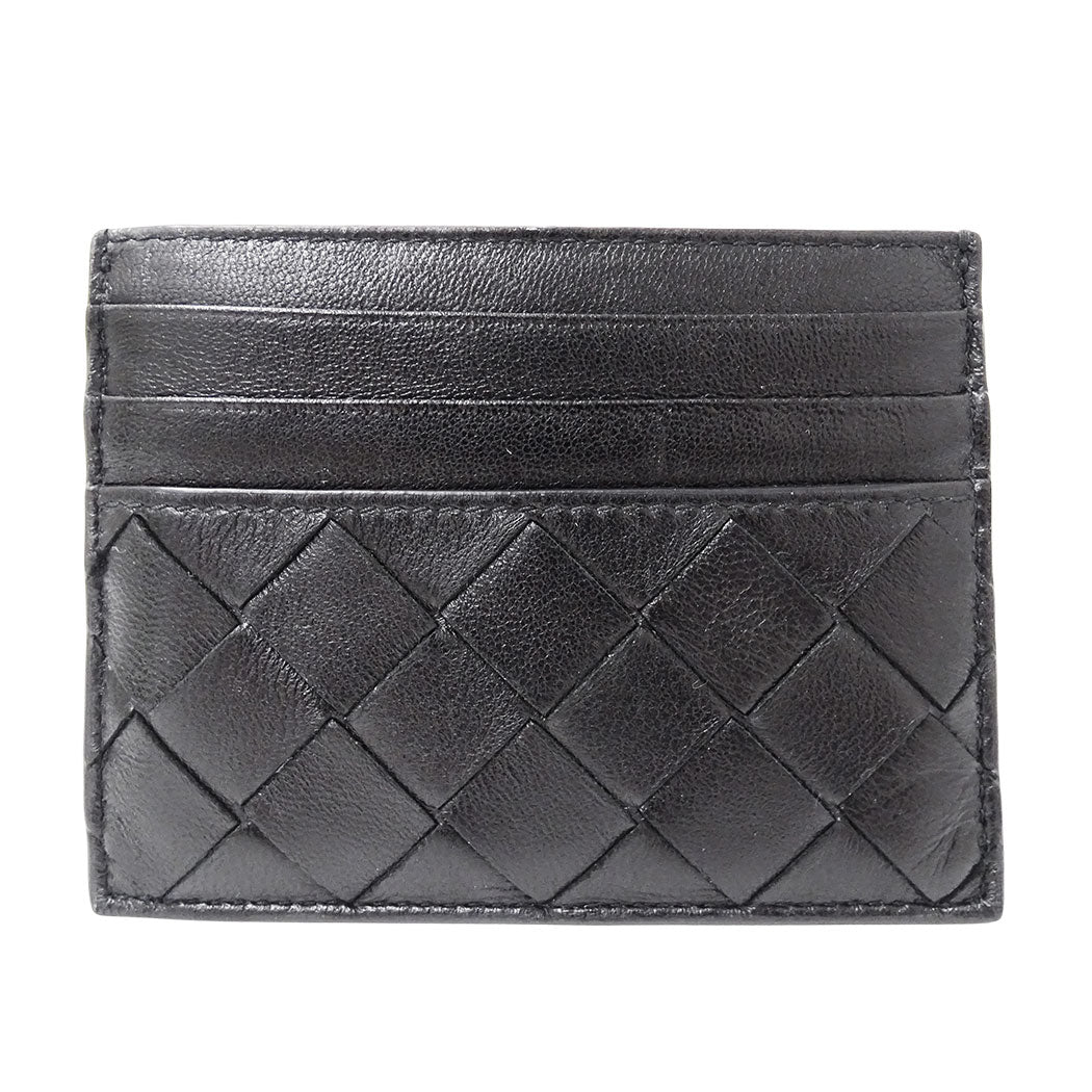 BOTTEGAVENETA ボッテガ・ヴェネタ イントレチャート クレジットカードケース ブラック レザー レディース メンズ 【中古】