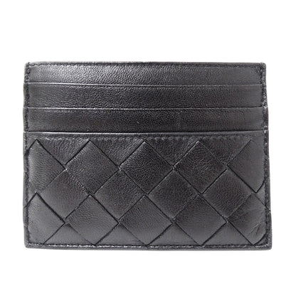 BOTTEGAVENETA ボッテガ・ヴェネタ イントレチャート クレジットカードケース ブラック レザー レディース メンズ 【中古】