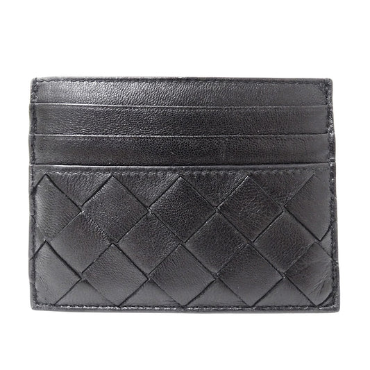 BOTTEGAVENETA ボッテガ・ヴェネタ イントレチャート クレジットカードケース ブラック レザー レディース メンズ 【中古】