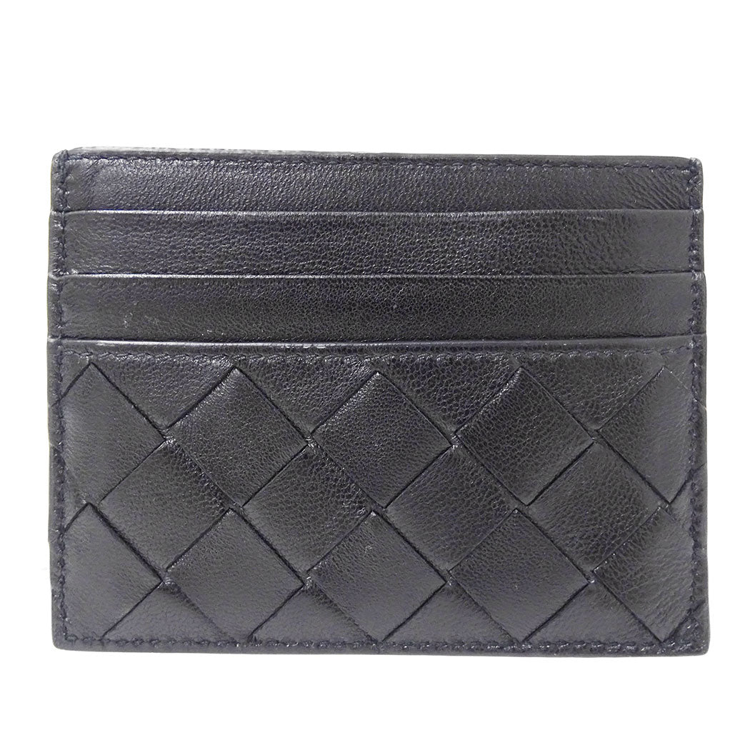 BOTTEGAVENETA ボッテガ・ヴェネタ イントレチャート クレジットカードケース ブラック レザー レディース メンズ 【中古】