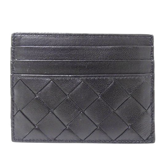 BOTTEGAVENETA ボッテガ・ヴェネタ イントレチャート クレジットカードケース ブラック レザー レディース メンズ 【中古】