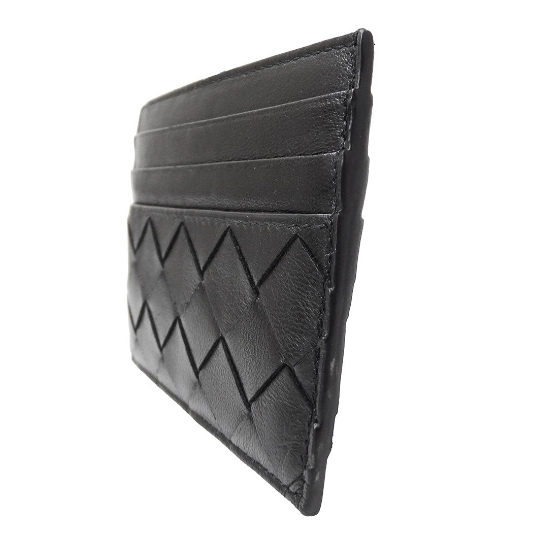 BOTTEGAVENETA ボッテガ・ヴェネタ イントレチャート クレジットカードケース ブラック レザー レディース メンズ 【中古】