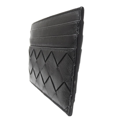 BOTTEGAVENETA ボッテガ・ヴェネタ イントレチャート クレジットカードケース ブラック レザー レディース メンズ 【中古】