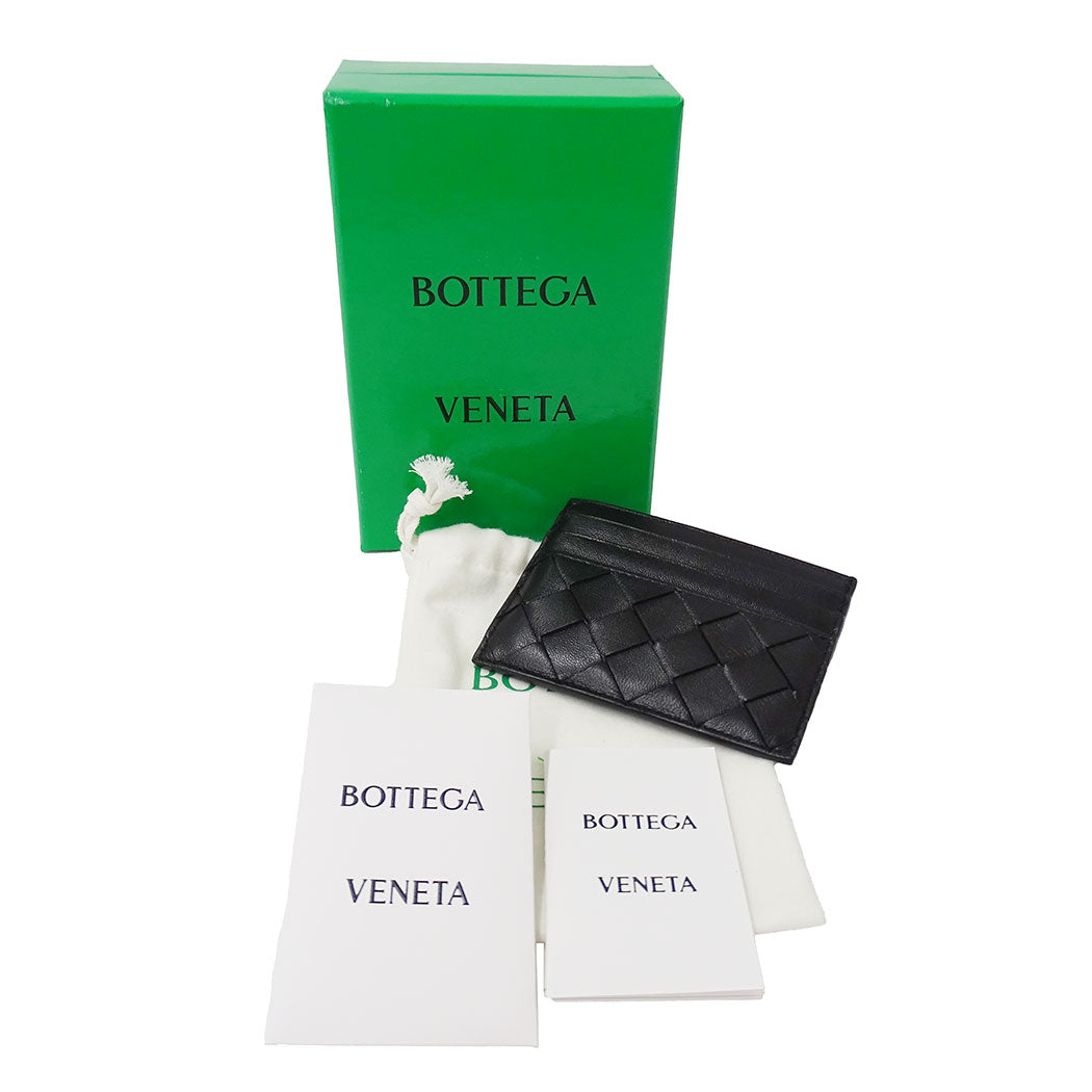 BOTTEGAVENETA ボッテガ・ヴェネタ イントレチャート クレジットカードケース ブラック レザー レディース メンズ 【中古】