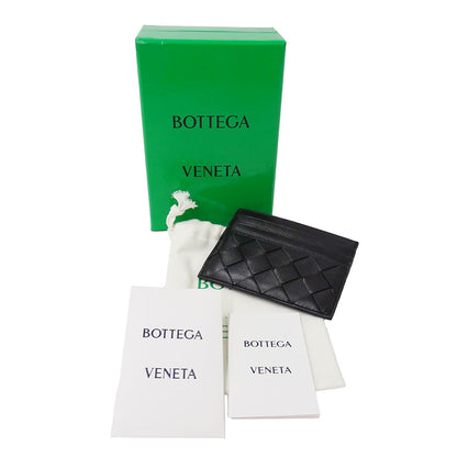 BOTTEGAVENETA ボッテガ・ヴェネタ イントレチャート クレジットカードケース ブラック レザー レディース メンズ 【中古】