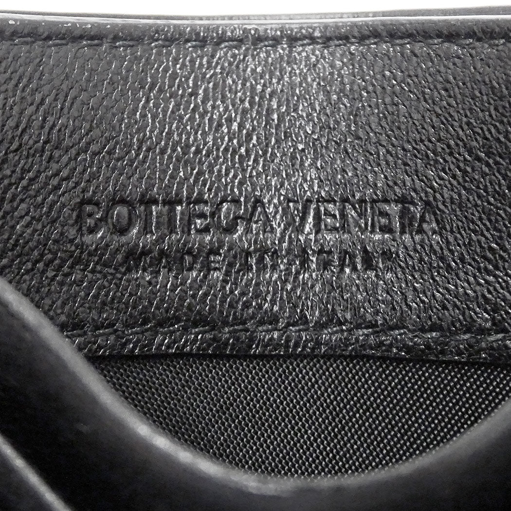 BOTTEGAVENETA ボッテガ・ヴェネタ イントレチャート クレジットカードケース ブラック レザー レディース メンズ 【中古】