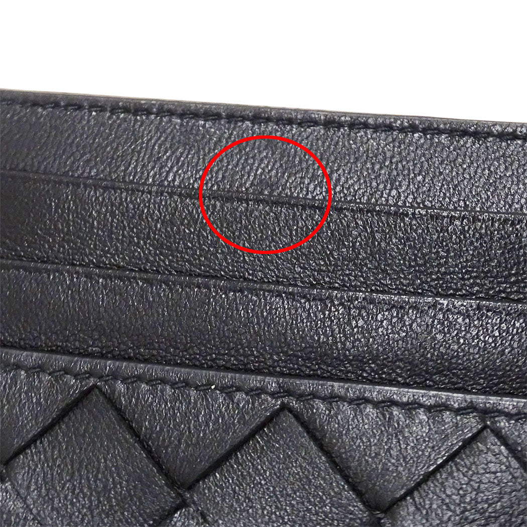 BOTTEGAVENETA ボッテガ・ヴェネタ イントレチャート クレジットカードケース ブラック レザー レディース メンズ 【中古】