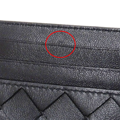 BOTTEGAVENETA ボッテガ・ヴェネタ イントレチャート クレジットカードケース ブラック レザー レディース メンズ 【中古】