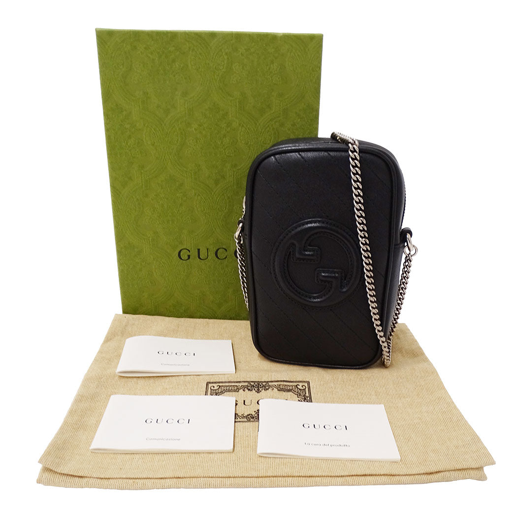 GUCCI グッチ ショルダーバッグ ブロンディ ブラック 760315 レザー レディース 【中古】