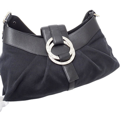 BVLGARI ブルガリ チャンドラ ショルダーバッグ ブラック キャンバス レディース 【中古】