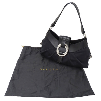 BVLGARI ブルガリ チャンドラ ショルダーバッグ ブラック キャンバス レディース 【中古】