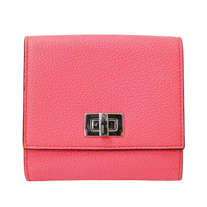 FENDI フェンディ 二つ折り財布 ピーカブー ピンク レザー レディース 【中古】