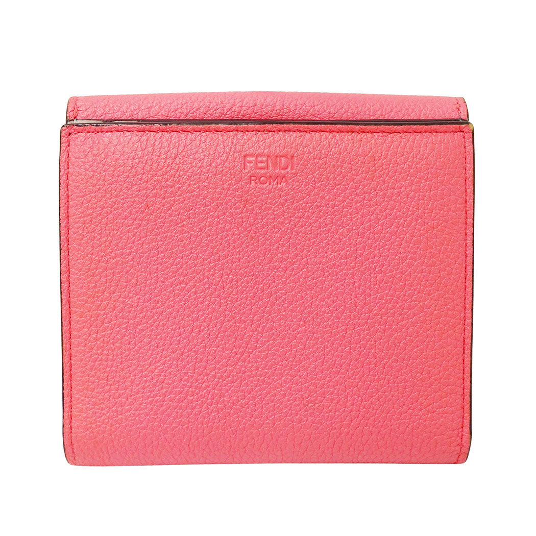 FENDI フェンディ 二つ折り財布 ピーカブー ピンク レザー レディース 【中古】