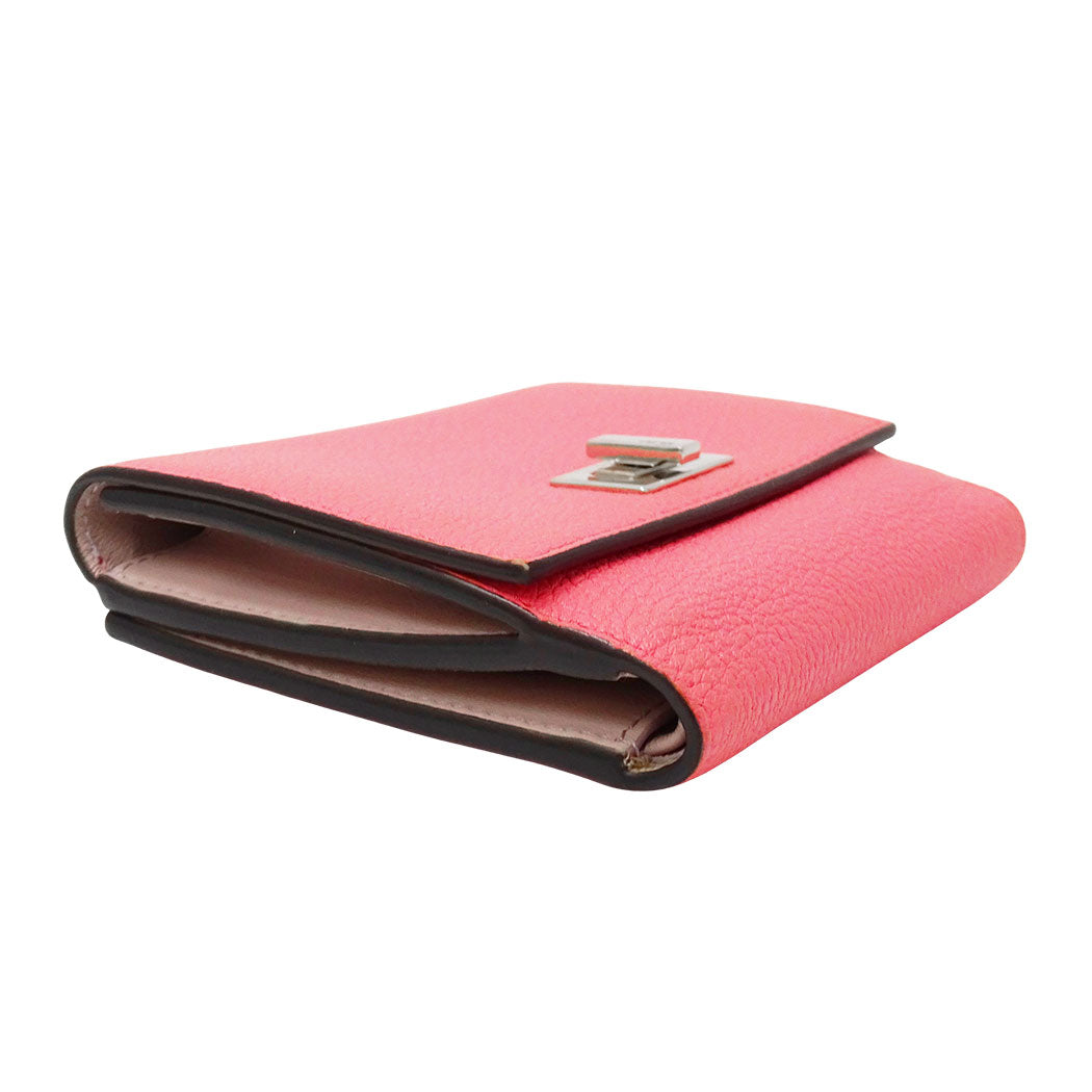 FENDI フェンディ 二つ折り財布 ピーカブー ピンク レザー レディース 【中古】