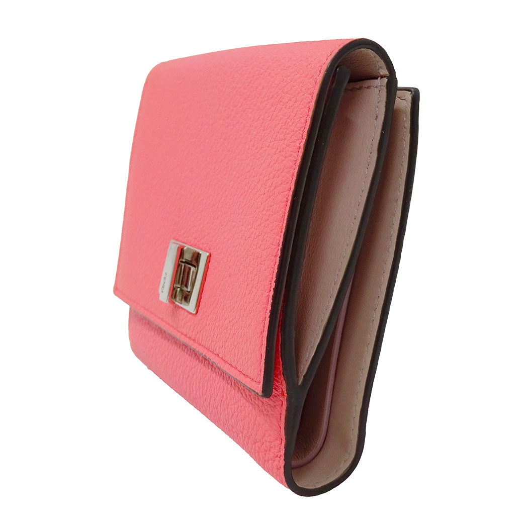 FENDI フェンディ 二つ折り財布 ピーカブー ピンク レザー レディース 【中古】