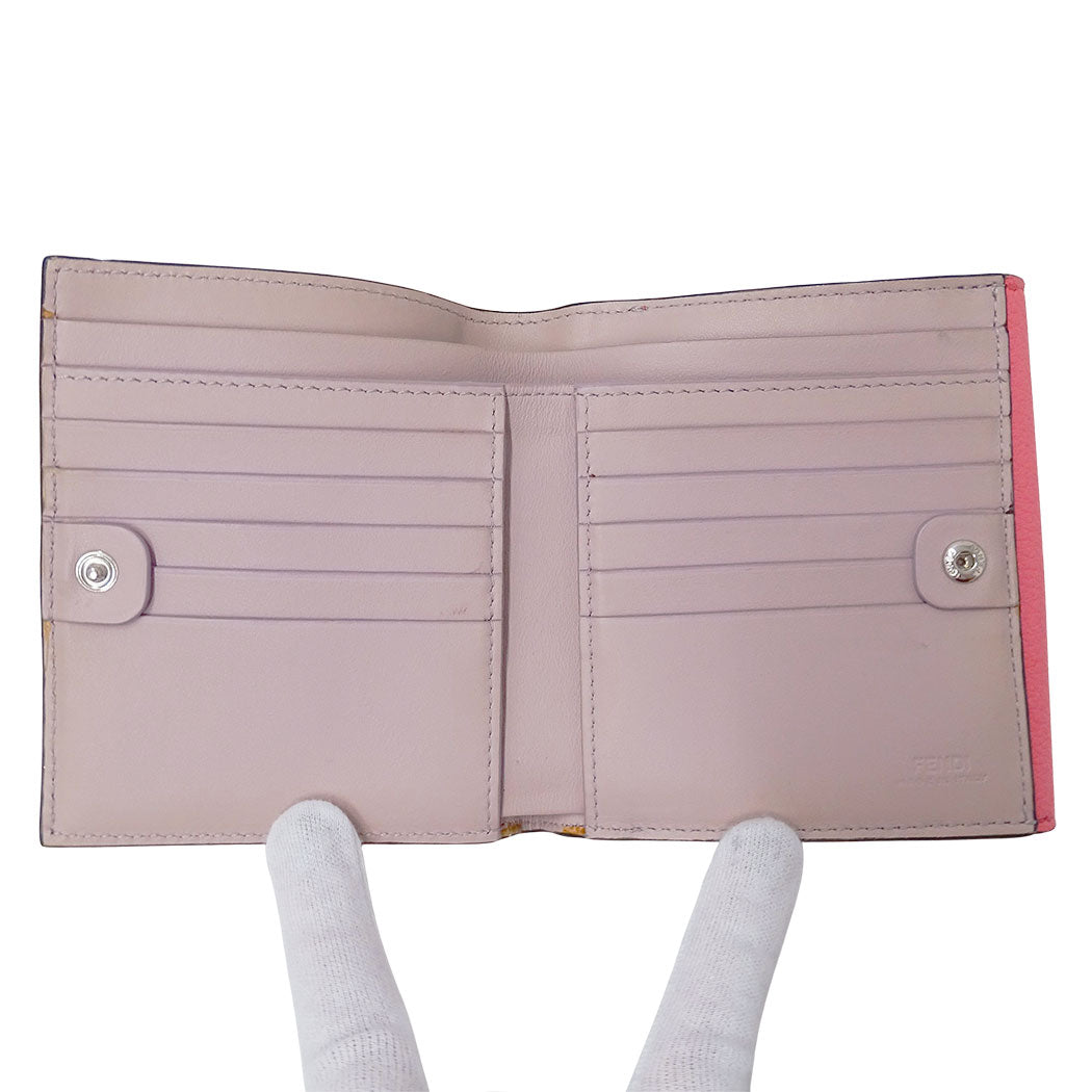 FENDI フェンディ 二つ折り財布 ピーカブー ピンク レザー レディース 【中古】