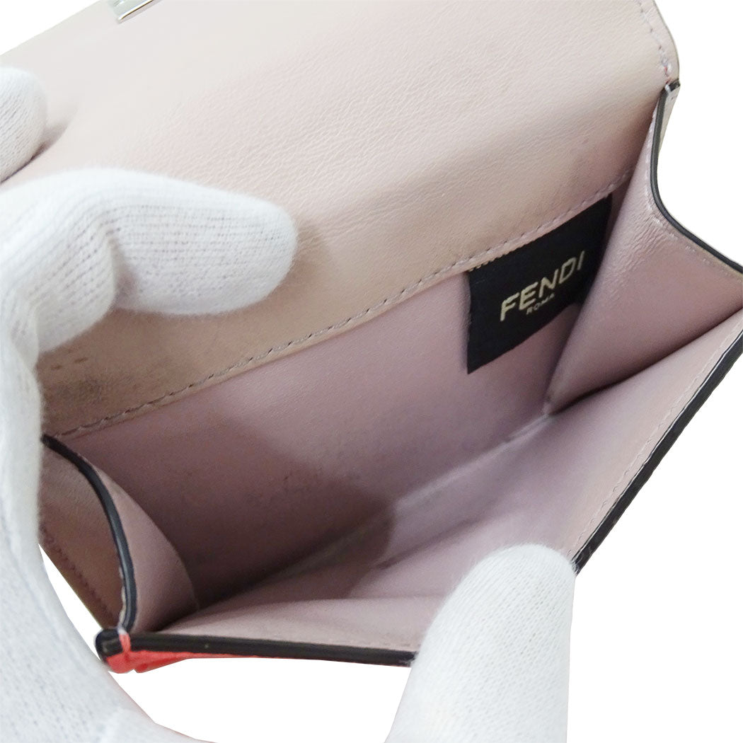 FENDI フェンディ 二つ折り財布 ピーカブー ピンク レザー レディース 【中古】
