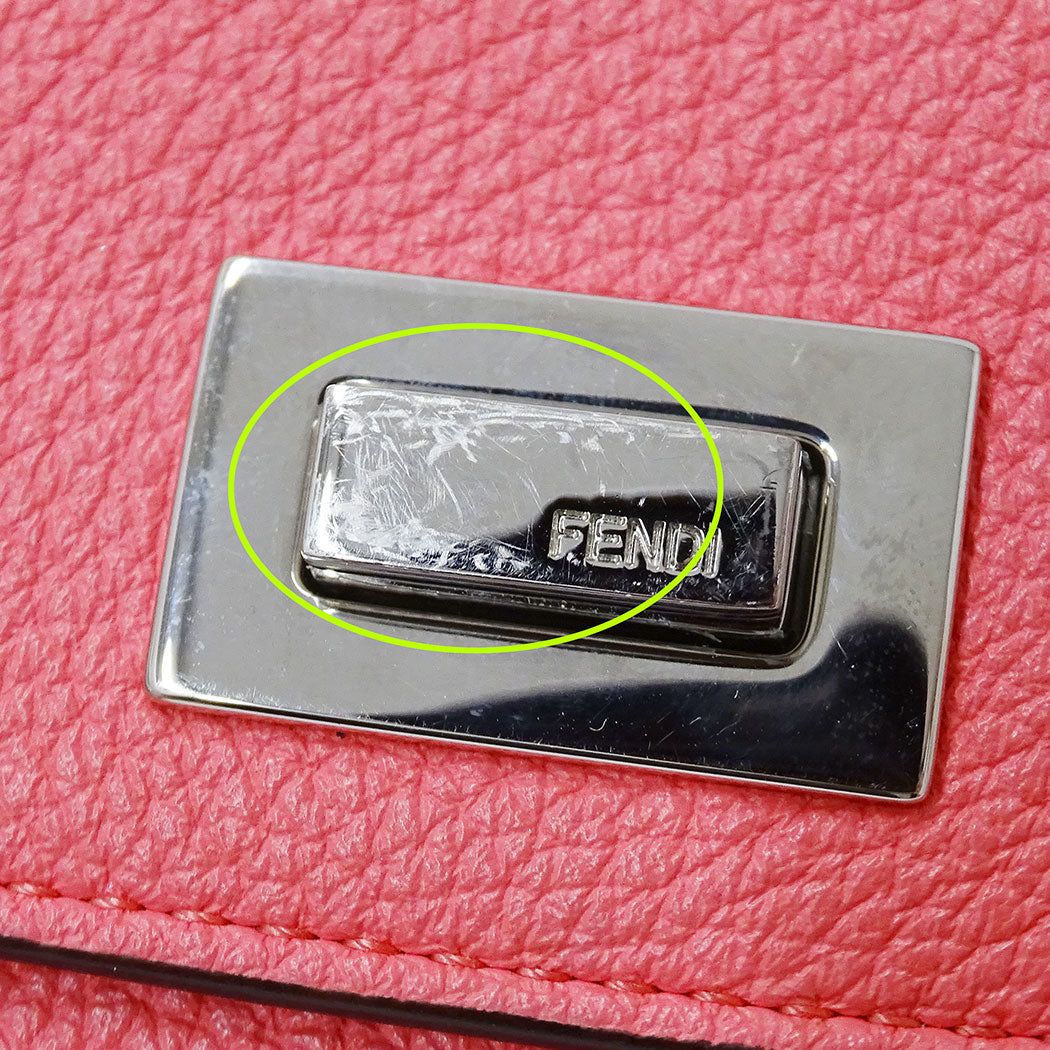 FENDI フェンディ 二つ折り財布 ピーカブー ピンク レザー レディース 【中古】