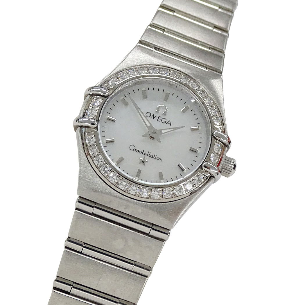 OMEGA オメガ コンステレーション ミニ 1466.71 レディース 腕時計 シェル ダイヤモンド クオーツ SS 磨き済み【中古】