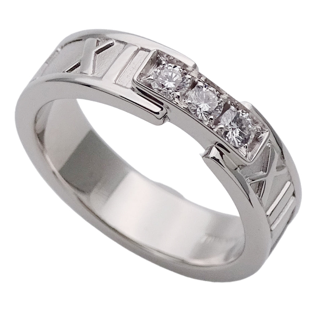 TIFFANY&Co. ティファニー アトラス リング 指輪 750WG ダイヤモンド 約13号 レディース 磨き済み【中古】