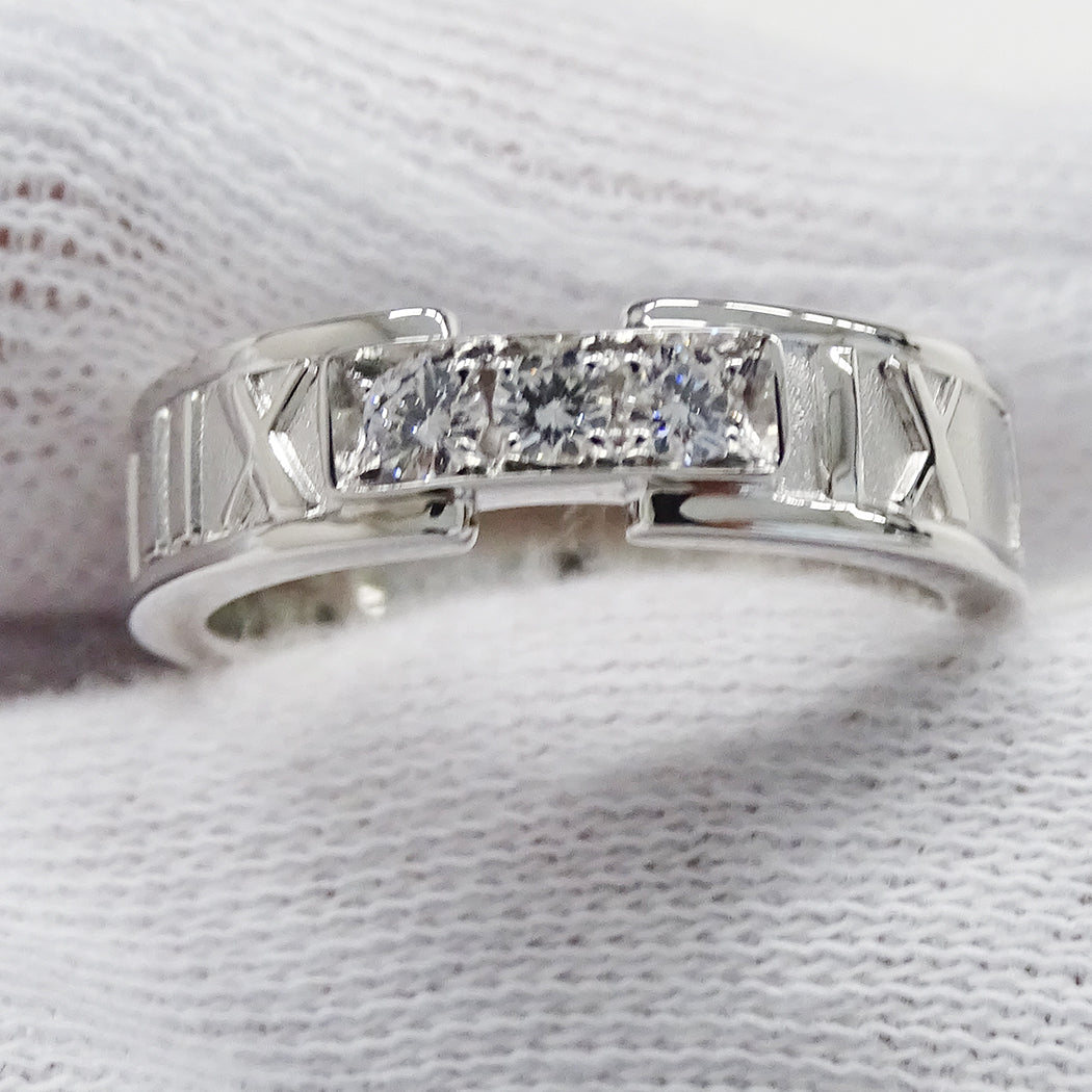 TIFFANY&Co. ティファニー アトラス リング 指輪 750WG ダイヤモンド 約13号 レディース 磨き済み【中古】