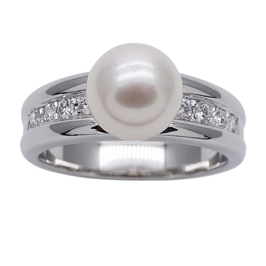 MIKIMOTO ミキモト リング 指輪 PT950 パール ダイヤモンド 約11号 レディース 磨き済み【中古】