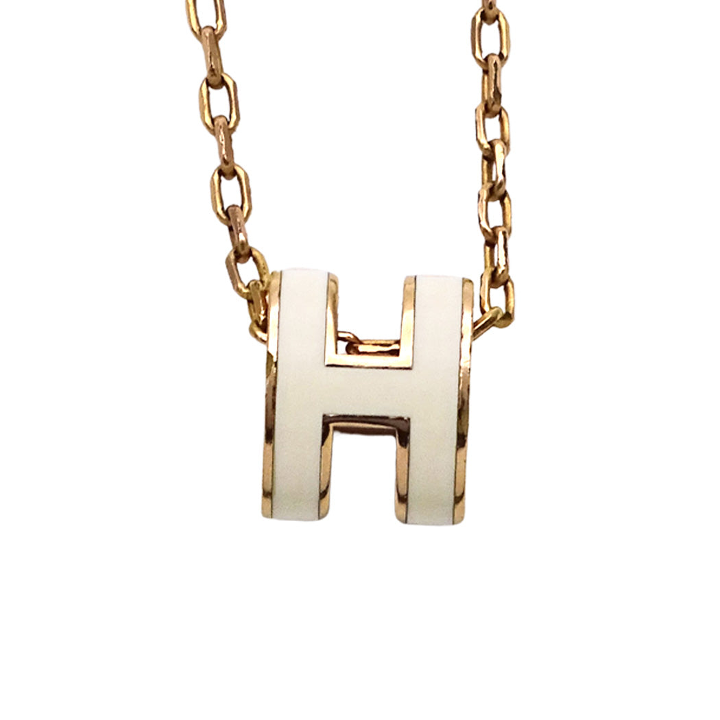 HERMES エルメス ポップアッシュ ネックレス メタル ホワイト ゴールド レディース 【中古】